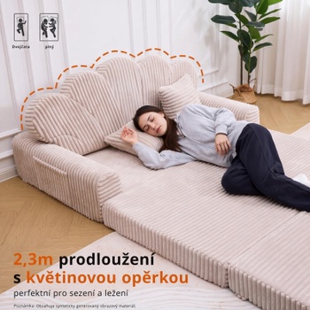 Rozkládací pohovka DE-MYSF-2B-01, 2místná, 153 x 89 x 99 cm, béžová