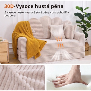 Rozkládací pohovka DE-MYSF-2B-01, 2místná, 153 x 89 x 99 cm, béžová
