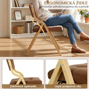 Polstrované skládací židle LJ-881, sada 2 kusů, 47 x 55 x 77 cm, hnědá