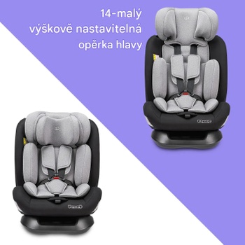 Detská autosedačka, od 40 do 150 cm, montáž proti smeru jazdy aj po ňom, bez isofixu, čierno/sivá