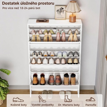 Botník s 3 výklopnými zásuvkami, 80 x 23,5 x 125,5 cm, biely
