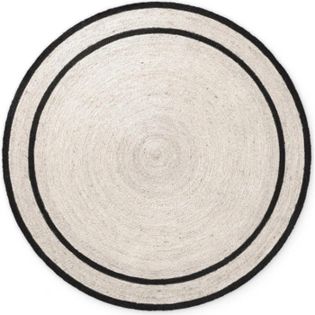 Kusový koberec Jute Braided 106331, kruh Ø 200 cm, prírodný/čierny