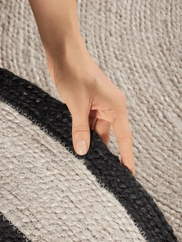 Kusový koberec Jute Braided 106331, kruh Ø 200 cm, prírodný/čierny