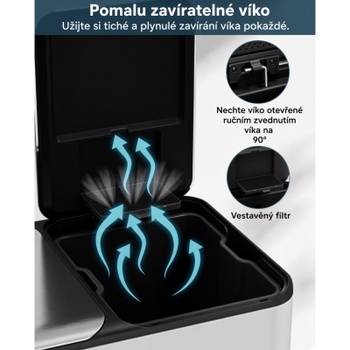 Nášľapný odpadkový kôš s 2 priehradkami LY-07, 60 l, 66 x 60 cm, biely