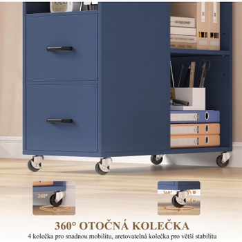 Pojazdná skrinka s 2 zásuvkami HOS-PB-578, 30 x 60 x 65 cm, modrá