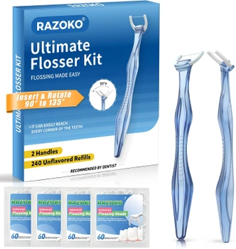 Modré rotašné zubné nite Razoko