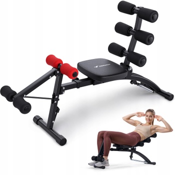 Posilňovač brucha MR-2415B1-EU, do 136 kg, 4 úrovne, čierno/červený