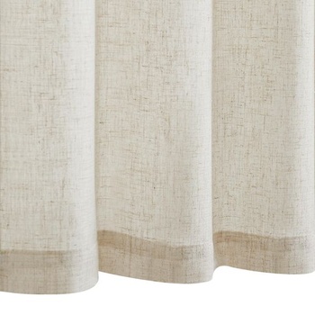 TOPICK Záclony do kaviarne s pútkami, bistro záclony, sada 2 kusov, V 115 x Š 65 cm, béžová, pútka -