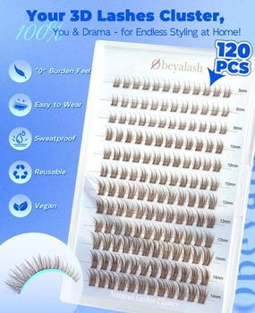 Obeyalash Individual Brown C-Curl Eyelashs, 144 kusov - Hnedé prírodné tenké páskové riasy pre DIY