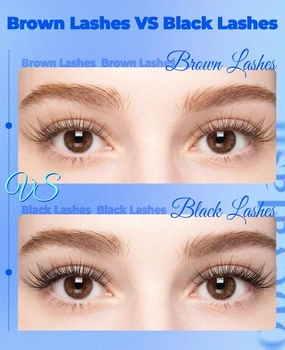 Obeyalash Individual Brown C-Curl Eyelashs, 144 kusov - Hnedé prírodné tenké páskové riasy pre DIY