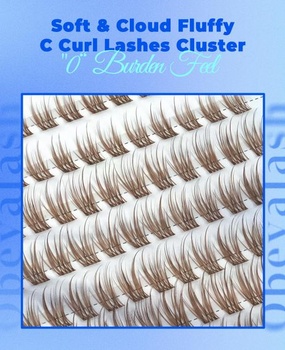 Obeyalash Individual Brown C-Curl Eyelashs, 144 kusov - Hnedé prírodné tenké páskové riasy pre DIY