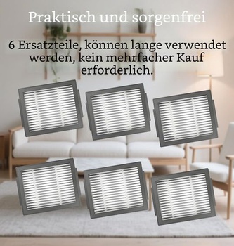 6 náhradních filtrů kompatibilních s roboty Roomba řady e, i a j: E5, E6, i3, i3+, i4, i4+, i5,