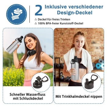 Láhev na vodu Volhoply z nerezové oceli o objemu 1000 ml, 1litrová vakuově izolovaná dvoustěnná