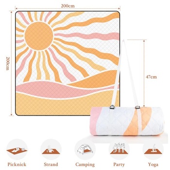 Pikniková deka TXBOBECO 200x200cm XXL, Vodeodolná plážová deka bez piesku, Vonkajšia kempingová deka