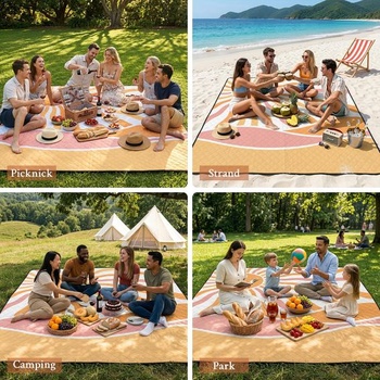 Pikniková deka TXBOBECO 200x200cm XXL, Vodeodolná plážová deka bez piesku, Vonkajšia kempingová deka