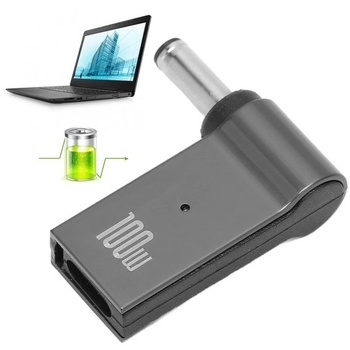 Adaptér PUSOKEI USB-C na DC, 90stupňový USB-C samice na DC samec 4,5 x 3,0 mm jack, přenosný 100W