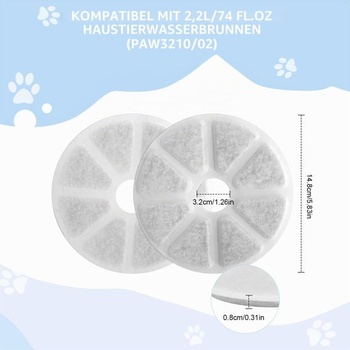 Balenie 12 náhradných filtrov do mačacej fontány, vysoko kvalitný filter Pretty Paw pre mačacie fontány,