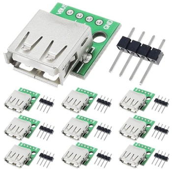 10 kusů adaptérů USB typu A samice na DIP, 2,54 mm, 4pinový…
