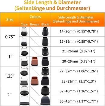 RCHYFEED 15-19mm ochranné krytky stoličiek na koberce, 24 ks silikónových ochranných krytiek 0,75 palca