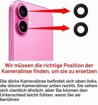 Sada 2 náhradních skel fotoaparátu pro iPhone 16, sada na opravu iPhonu 16