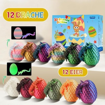 JOMBY 12dielna sada dračích vajec vytlačená 3D tlačou, sada mini dračích vajec, pohyblivý krištáľový