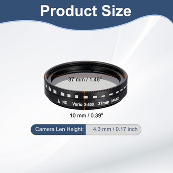 PATIKIL 37mm ND filtr, variabilní ND objektiv ND2-ND400 nastavitelný neutrální hustota filtru,