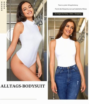 Dámske body Shen&Qege so stringom, bezrukávový rolák, elastický základný top, biela, veľkosť S