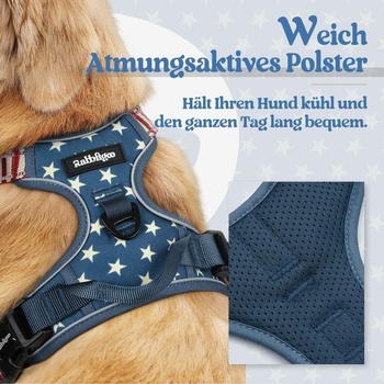 Postroj Rabbitgoo pre stredne veľké psy, proti vytrhávaniu, veľkosť S, Blue Star S Blue Star