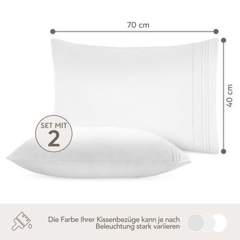 DREAMZIE Obliečka na vankúš 40x70 biela, 2 ks, prémiové mikrovlákno s vyšívaným vzorom, certifikácia