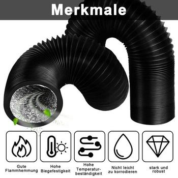 Výfuková hadica 125 mm hliníková flexibilná rúrka, dĺžka 2 m PVC hliníková rúrka, ventilačná