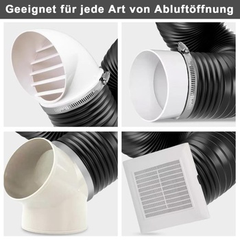 Výfuková hadica 125 mm hliníková flexibilná rúrka, dĺžka 2 m PVC hliníková rúrka, ventilačná