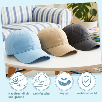 Balenie 3 baseballových čiapok pre deti, nastaviteľné, pre chlapcov a dievčatá, čierne, hnedé, modré