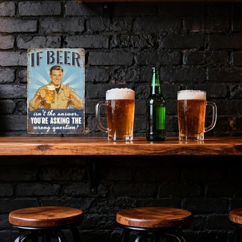 WADORN Vintage pivná plechová ceduľa, 20x30cm Ak pivo nie je odpoveďou, pýtate sa zle, retro