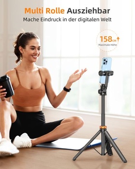 Stativ pro telefon, stativ pro smartphone a selfie tyč s dálkovým ovládáním 158 cm