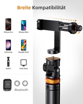 Stativ pro telefon, stativ pro smartphone a selfie tyč s dálkovým ovládáním 158 cm