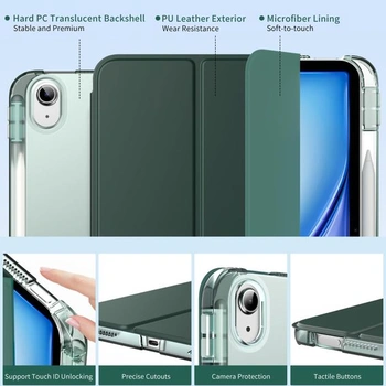 Puzdro MoKo pre iPad Air 11 palcov (M4/M3/M2) 2026/2025/2024 s držiakom na pero, polnočne zelené