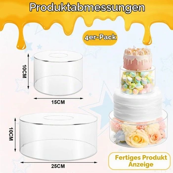 2dielne priehľadné stojany na torty, plniteľné akrylové stojany 15 cm a 25 cm, okrúhle stojany na