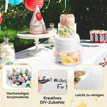 2dielne priehľadné stojany na torty, plniteľné akrylové stojany 15 cm a 25 cm, okrúhle stojany na