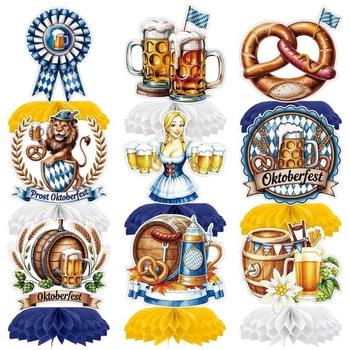 9 dekorácií z plástu na Oktoberfest, bavorské dekorácie na stôl