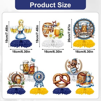 9 dekorací z plástve na Oktoberfest, bavorské dekorace na stůl
