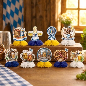 9 dekorácií z plástu na Oktoberfest, bavorské dekorácie na stôl
