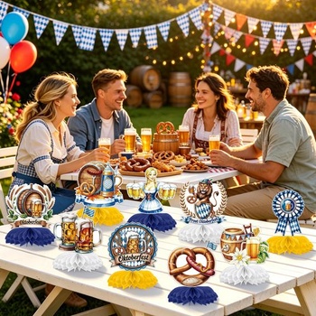 9 dekorácií z plástu na Oktoberfest, bavorské dekorácie na stôl