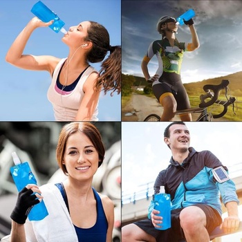 3 x 500ml skládací lahve na pití, přenosné skládací lahve na vodu 500ml - sada 3 kusů A