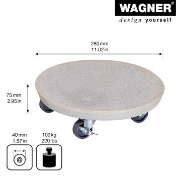 WAGNER Kameň na kvetináče Ø 28 x 7,5 cm | Kvetinový stojan na vonkajšie aj vnútorné použitie |
