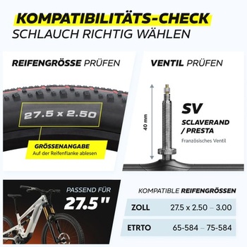 Duša na bicykel 27,5 palca Freeride 2,50–3,00, francúzsky ventil, 2 kusy – Široká duša Alphatrail MTB