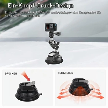 Přísavný držák do auta pro GoPro Hero 13/12/11, příslušenství pro akční kameru s otočnou kulovou
