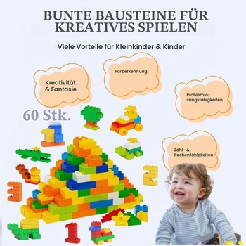Velké stavebnice, 150 dílků v 5 barvách a 2 velikostech, kompatibilní s hlavními značkami.