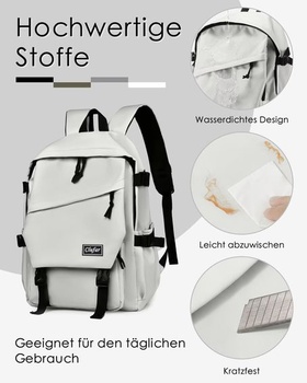 Školní aktovka pro chlapce, 5. třída, ležérní městský batoh, denní batoh, světle šedá 0291-světle