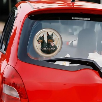 Kulatá samolepka na auto s motivem dobermana, reflexní, vodotěsná, PVC, vtipná samolepka na auto,