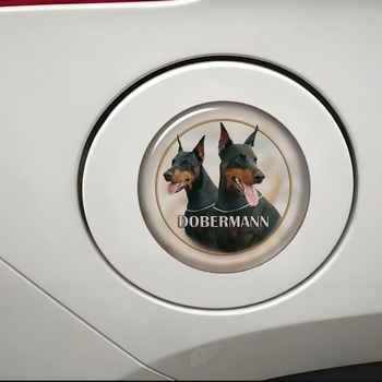 Okrúhla samolepka na auto s motívom dobermana, reflexná, vodotesná, PVC, vtipná samolepka na auto,
